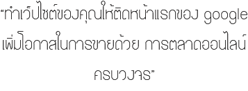 “ทำเว็ปไซต์ของคุณให้ติดหน้าแรกของ google เพิ่มโอกาสในการขายด้วย การตลาดออนไลน์ ครบวงจร”